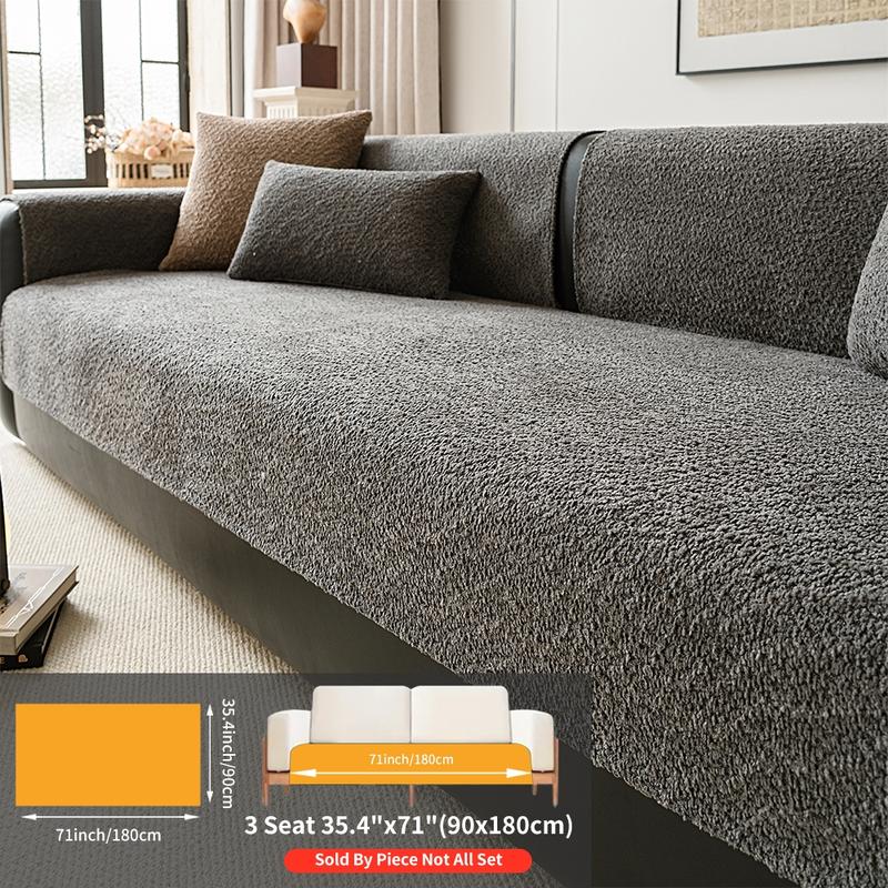 Pure Color Pearl Velvet Sofa Cover, Washable Sofa Slipcover, Pet-Friendly Anti-Slip Protector, Home Decor Furniture Protector for Living Room Bedroom