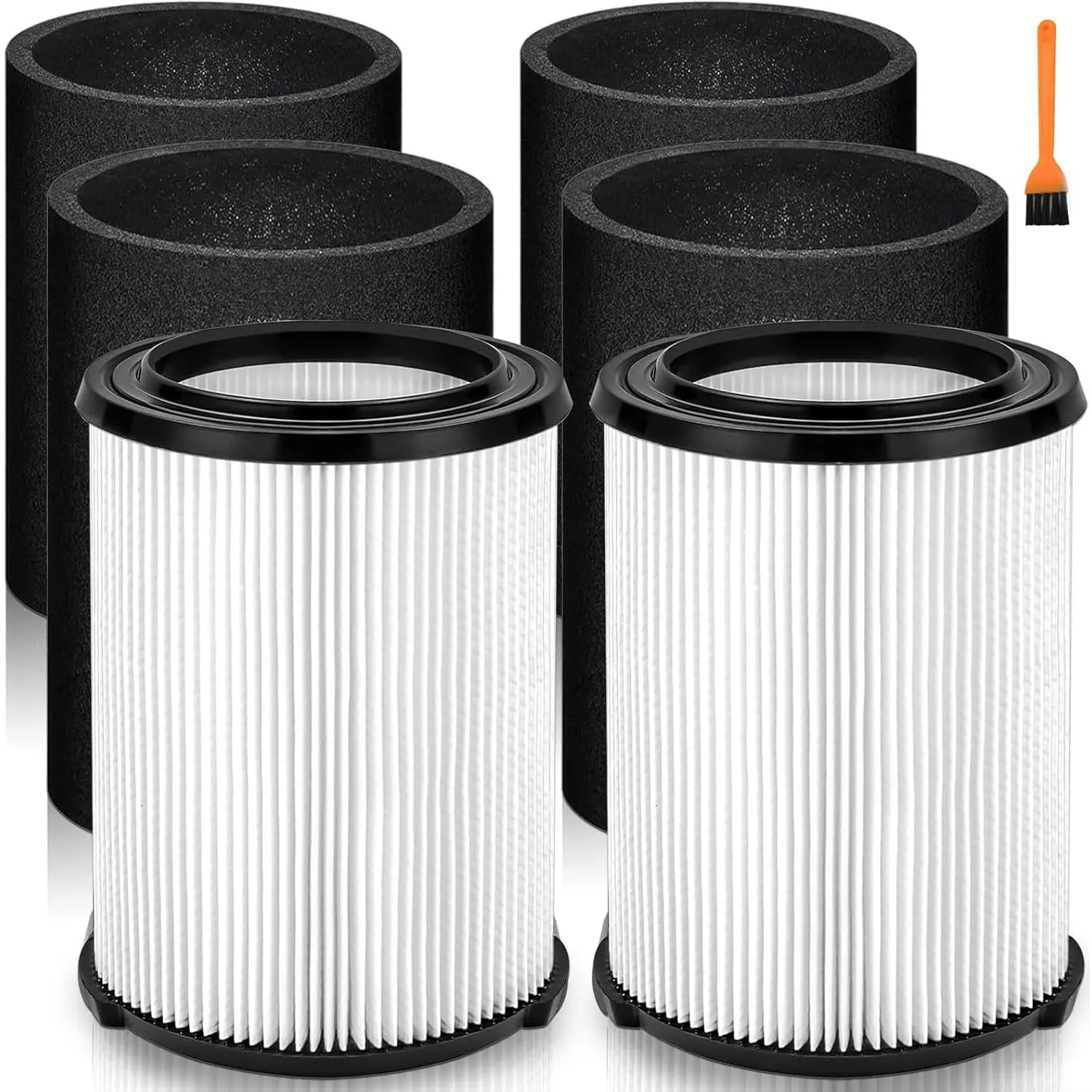 2 Pack VF4000 Filter Replacement for Ridgid Shop Vac Filters 5-20 Gallon, fits Husky 6-9 Gallon Vacuums, Complete with 4 Pack Foam Sleeve
