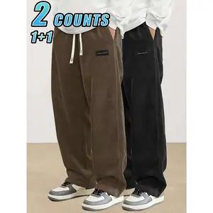 2 pack Lightweight, breathable corduroy trousers for spring and autumn. Stylish elasticated waistband. Perfect as a casual everyday pair for your boyfriend, suitable for both leisure and work.