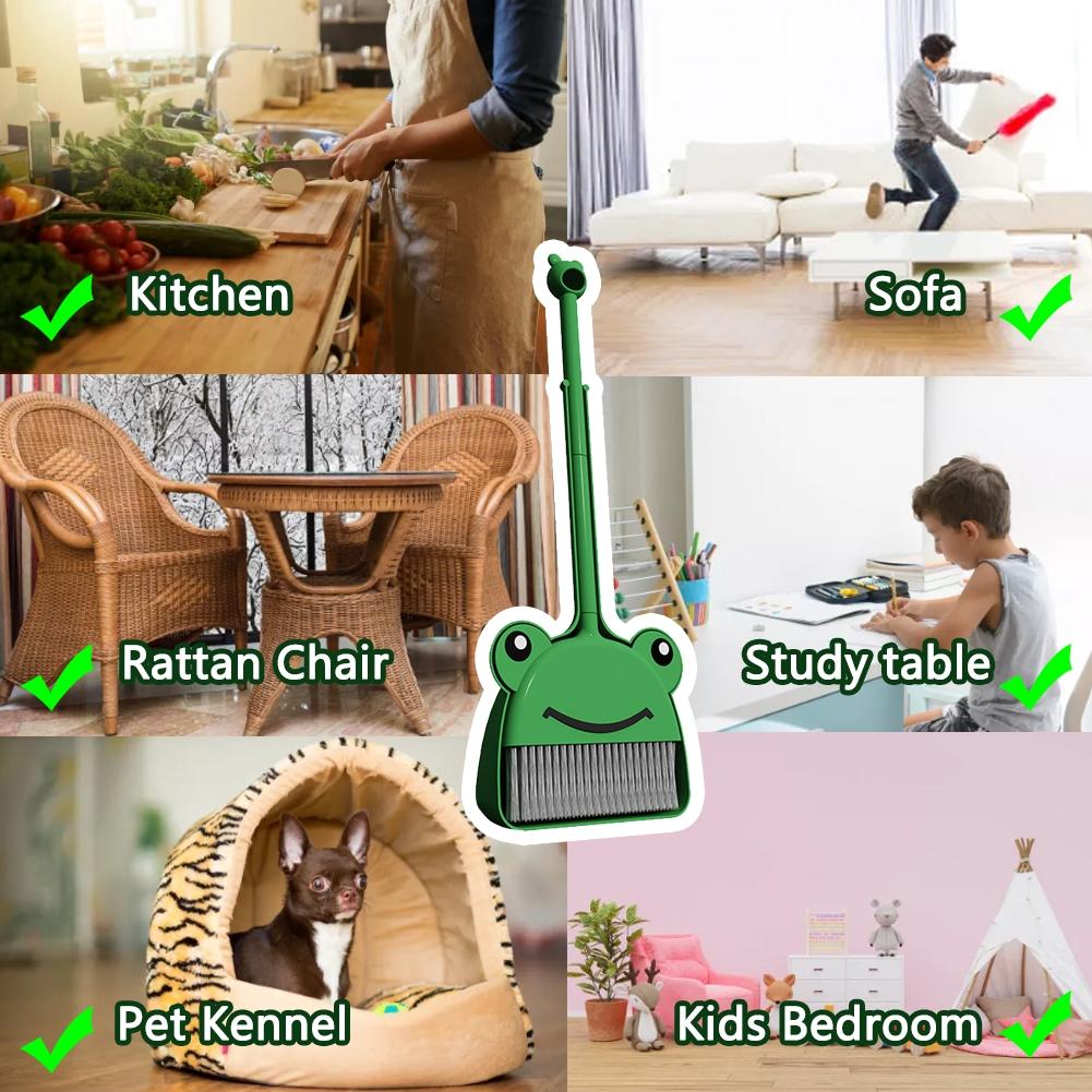 Mini Broom with Dustpan for Boys, Kids Small Cleaning Set Combo, Pretend Play Toy, Toddler Kitchen Dress Up, Frog, Play Kitchen Accessories, Cleaning Playset