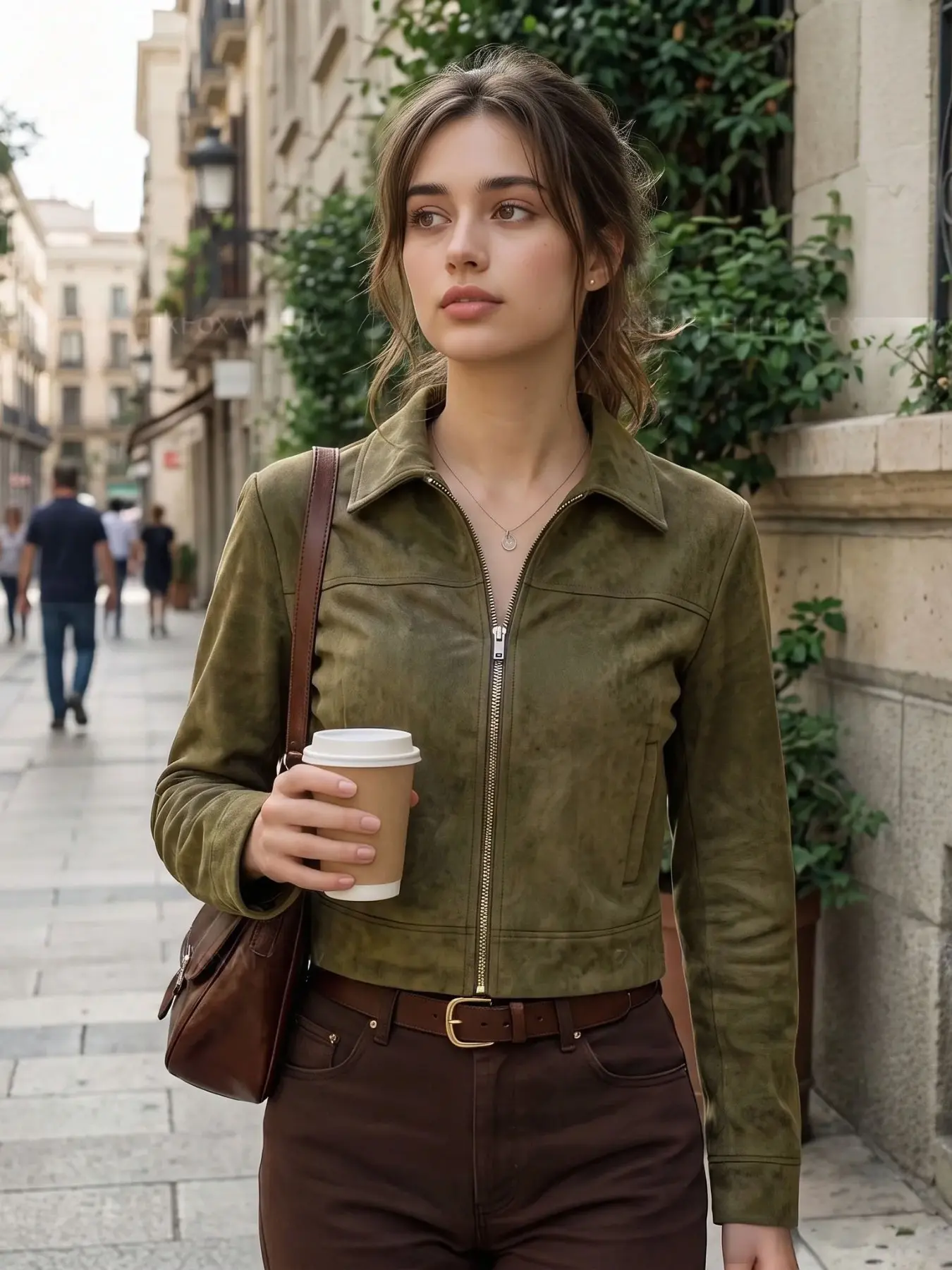 Women's Casual Vintage Faux Suede Jacket, Moss Texture, Soft Matte Finish, Durable Fabric, All-Season Outerwear