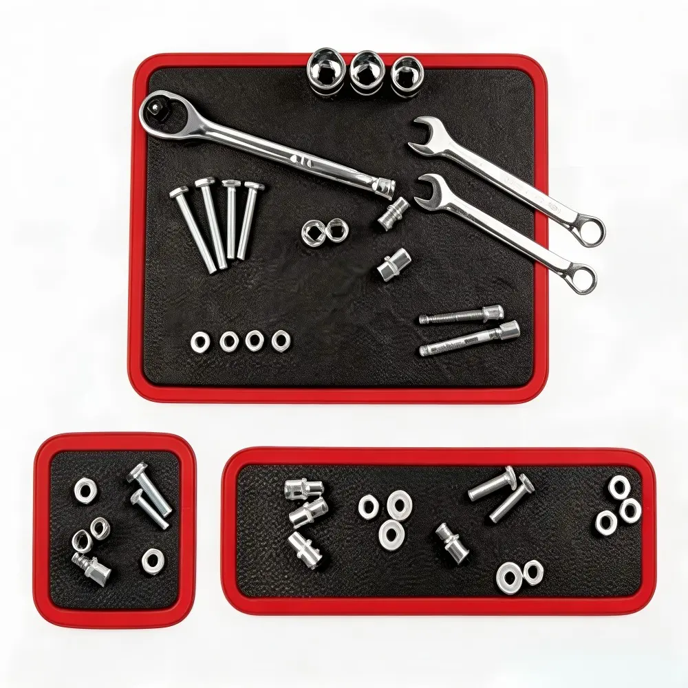 Double-Sided Magnetic Leather Tool Mat, Auto Repair Magnet Parts Pad, Wrench Socket Screw Nut Magnet Storage Pad, Durable and Organized Workspace Solution