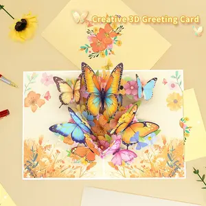 3D Pop-Up Butterfly Thank-You Card—perfect as a handmade greeting card for daughters, sons, moms, dads, and friends. Express friendship or gratitude, or use it as a unique gift idea. Includes an envelope and address labels. A colorful 3D pop-up card.