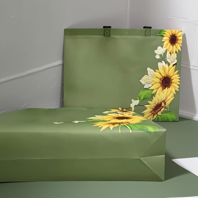 3pcs Green Sunflower Design Non-Woven Tote Bags, Woven Polypropylene Shopping Bags, Party Gift Bags, Suitable for Weddings, Birthdays, Crafts, Party Supplies, and Decorations