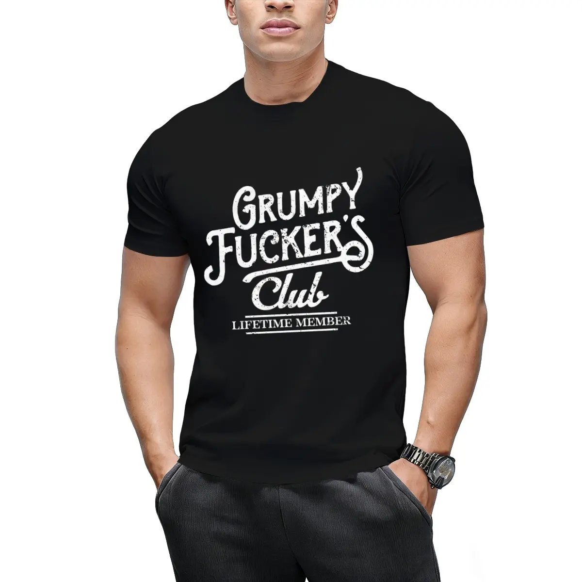 Mens Funny T Shirts Grumpy F*ckers Club Sarcastic Graphic Novelty Tee For Men Mens Funny T Shirts Cool Vintage Fashion T-Shirt Gift Classic Menswear Funny offensive Short Sleeve Novelty Tees for Guys