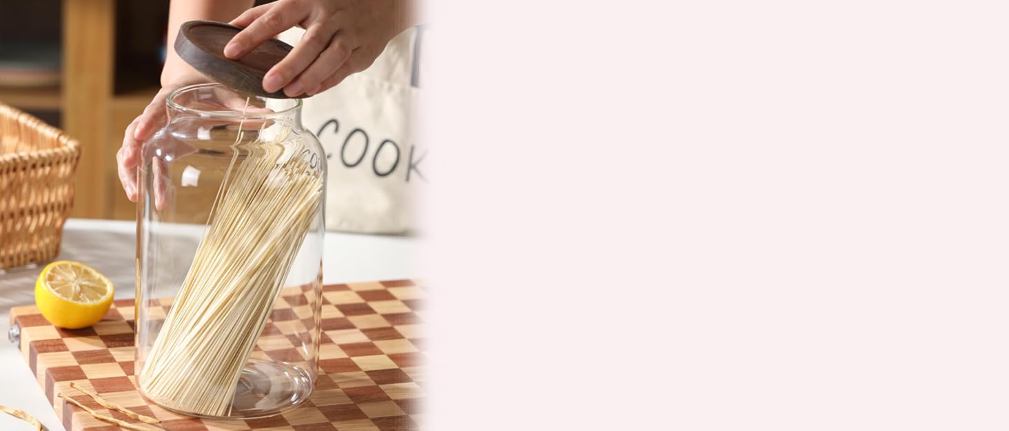 4-Pack Glass Storage Square Jars with Bamboo Lids Single 24 fl oz/720ml,Glass Canister Set, Airtight Containers for Kitchen Dry Goods, Coffee, Tea, Sugar,Flour ,Candy, Cookie, Spice