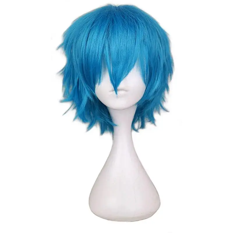Short Men Green Blue Cosplay Wig Party Costume High Temperature Fiber Synthetic Hair Wigs