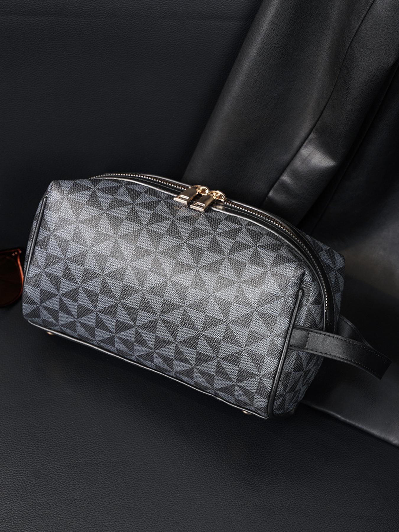 Fashion Geometric Pattern PU Leather Clutch, Lightweight Simple Business Wristlet for Men, Casual Trendy Versatile High-quality Daily Commuting Bag