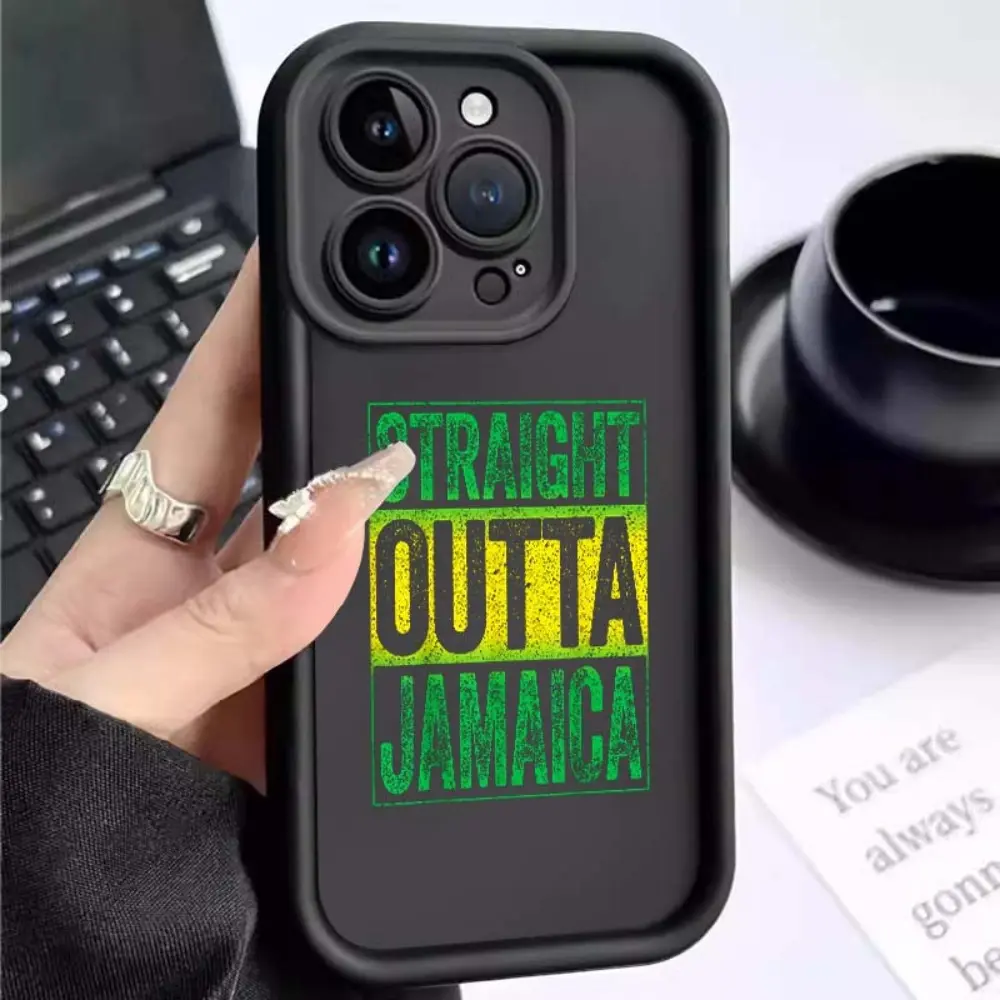 Straight Outta Jamaica Caribbean Vibes Phone Case, Multi-Model iOS Accessories Compatible with iPhone X/XR/XS/11/12/13/14/15/16 Pro Max iPhone Series