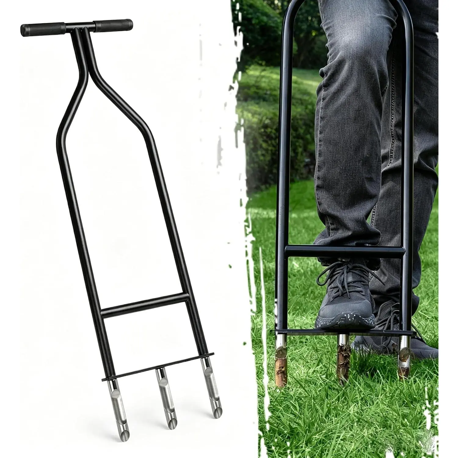Lawn Aerator Tool, Heavy Duty Core Aerator | Sturdy Yard Aerator, clog free lawn aerator, design does not collide with ,core lawn aerator 5.12 inches deep