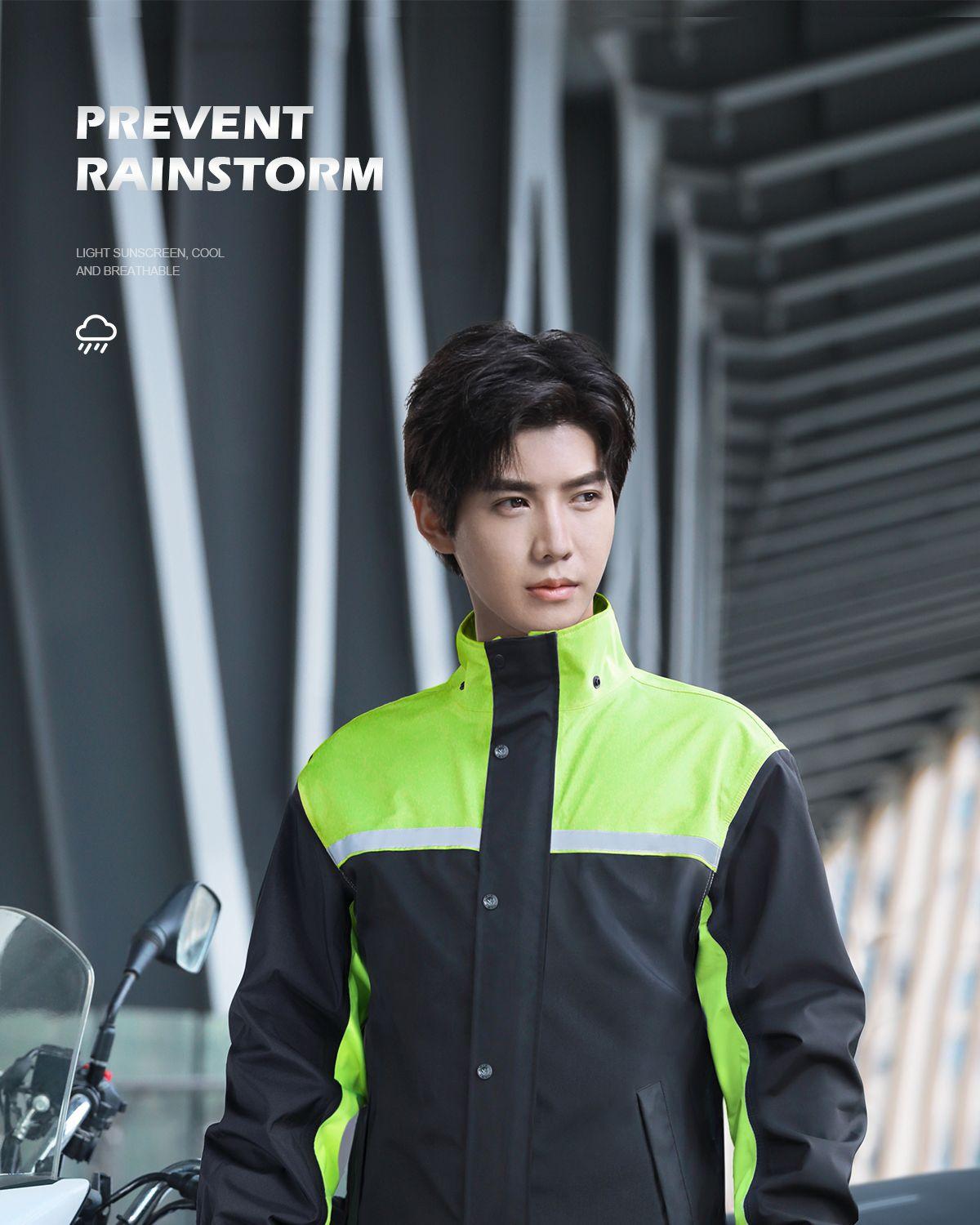 Men'S Raincoat And Rainpants Set, Two-Piece Long Style, Full-Body Rain Protection, Specifically Designed For Electric Motorcycle Delivery Riders Men'S Rain Suit High Visibility Reflective Work Rain Jacket Pants For All Sport Farm Fishing Motorcycle