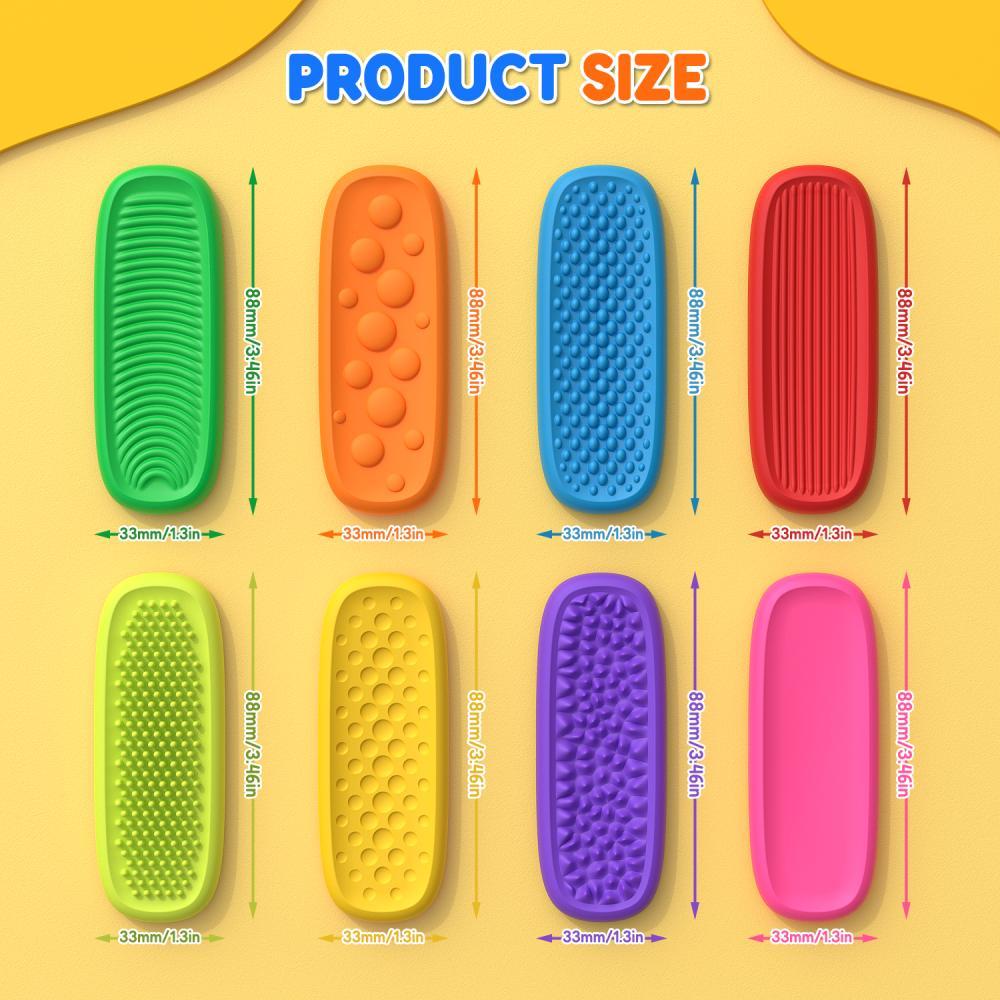 Colorful Sensory Fidget Toys, 8pcs/16pcs Multiple Textured Suction Toys, Fidget Strips Stress Relief Fidgeting Toy for Home School Office