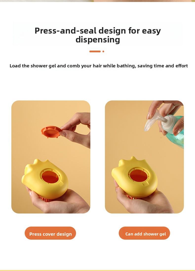 Pet Bath Brush, Dog Cat Grooming Brush with Shampoo Dispenser, Silicone Massage Brush for Shedding & Bathing, Soft Bristles for Dogs Cats Puppy Kitten