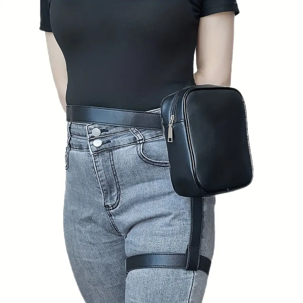 Womens Drop Leg Bag with Leg Strap Leather Thigh Bag for Motorcycle Costume Accessories Fashion Fanny Belt Pouch Fanny Packs Bum Bag Fashion Waist Packs