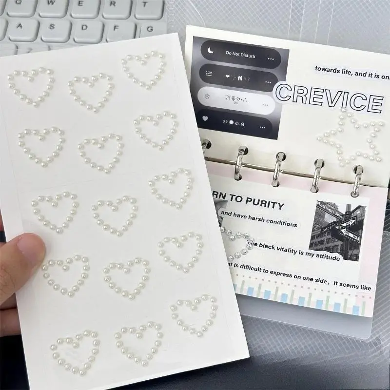 Aesthetic 3D Rhinestone Star Heart Decor Stickers Sparkling Adhesive for DIY Crafts Journaling Scrapbooking Photocard Kids Gift