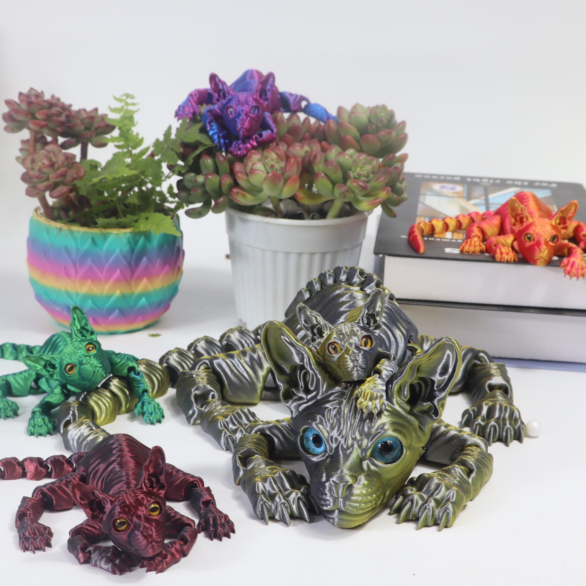 3D Printed Cat Figurine, Collectible Figurines, 1 Count Realistic Cat Statue, Desktop Ornament for Living Room Bedroom Home Office, Gift for Cat Lovers