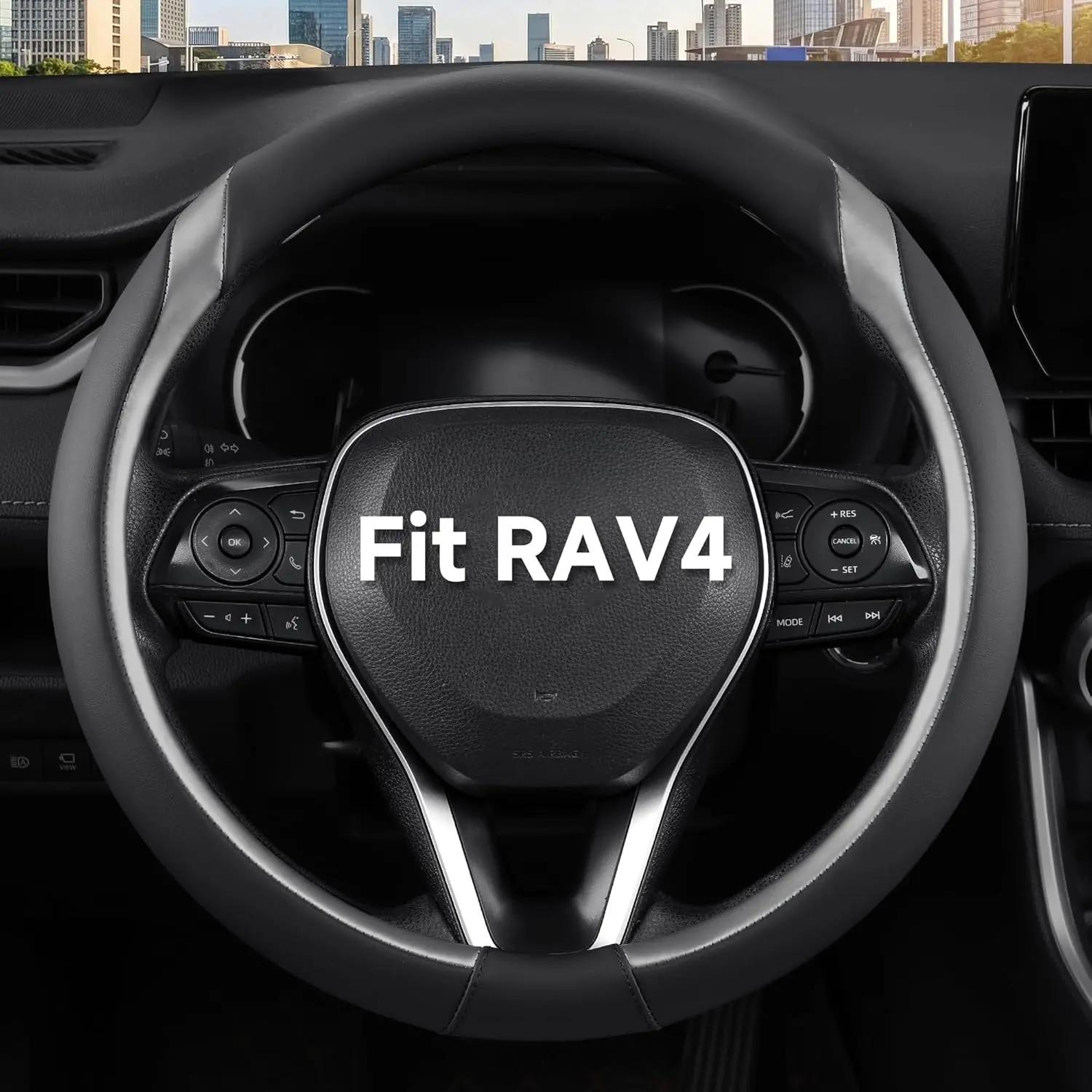 West Llama Customized Auto Car Steering Wheel Cover for Toyota RAV4 LE XLE Limited Hybrid 1996-2025 2026, Black+Grey
