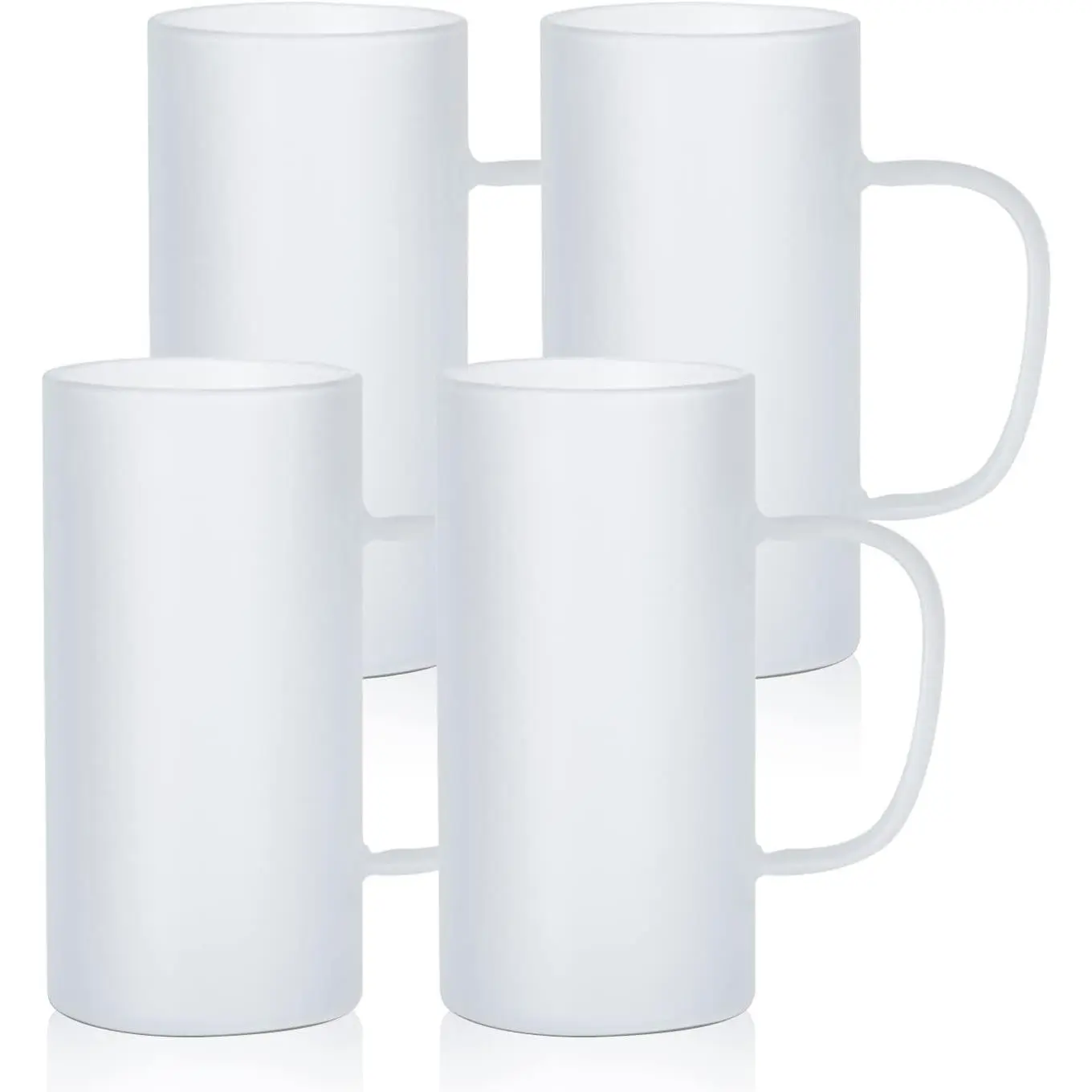 4 Pack Sublimation Glass Blanks Beer Mugs Frosted 22 OZ | Coffee Tumblers Cups with Printable Handle for Mug Tumbler Heat Press Sublimation Oven Printing, for UV DTF HTV DIY Projects
