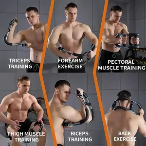 U-shaped multi-functional adjustable arm strength trainer, tricep exercise and chest fitness equipment, portable spring resistance band adjustment, detachable design, comfortable grip, home fitness equipment