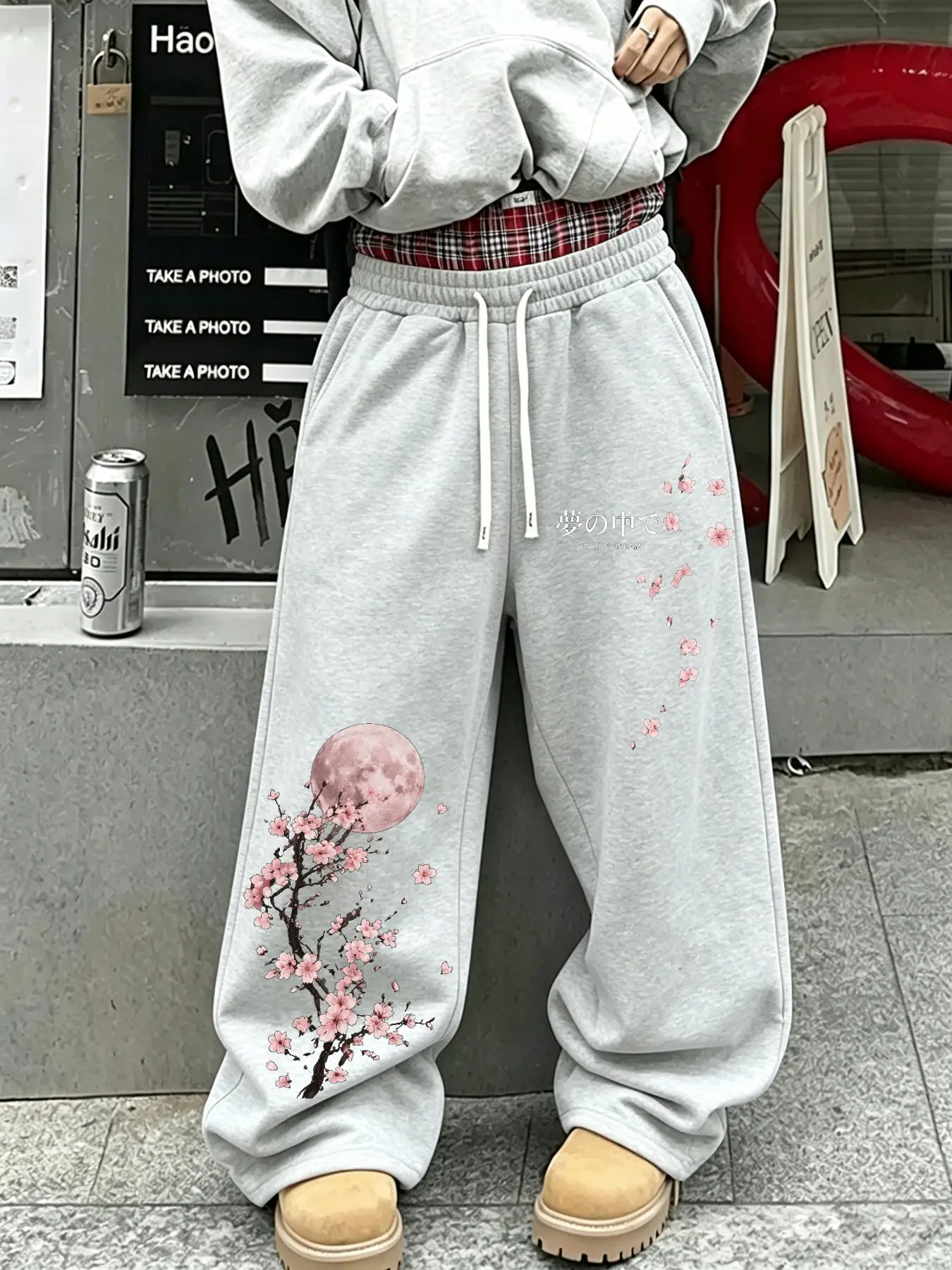 Patchwork Floral Loose-Fit Casual Pants, Unisex Streetwear Style, Drawstring Wide Leg Design, All-Season Daily Wear