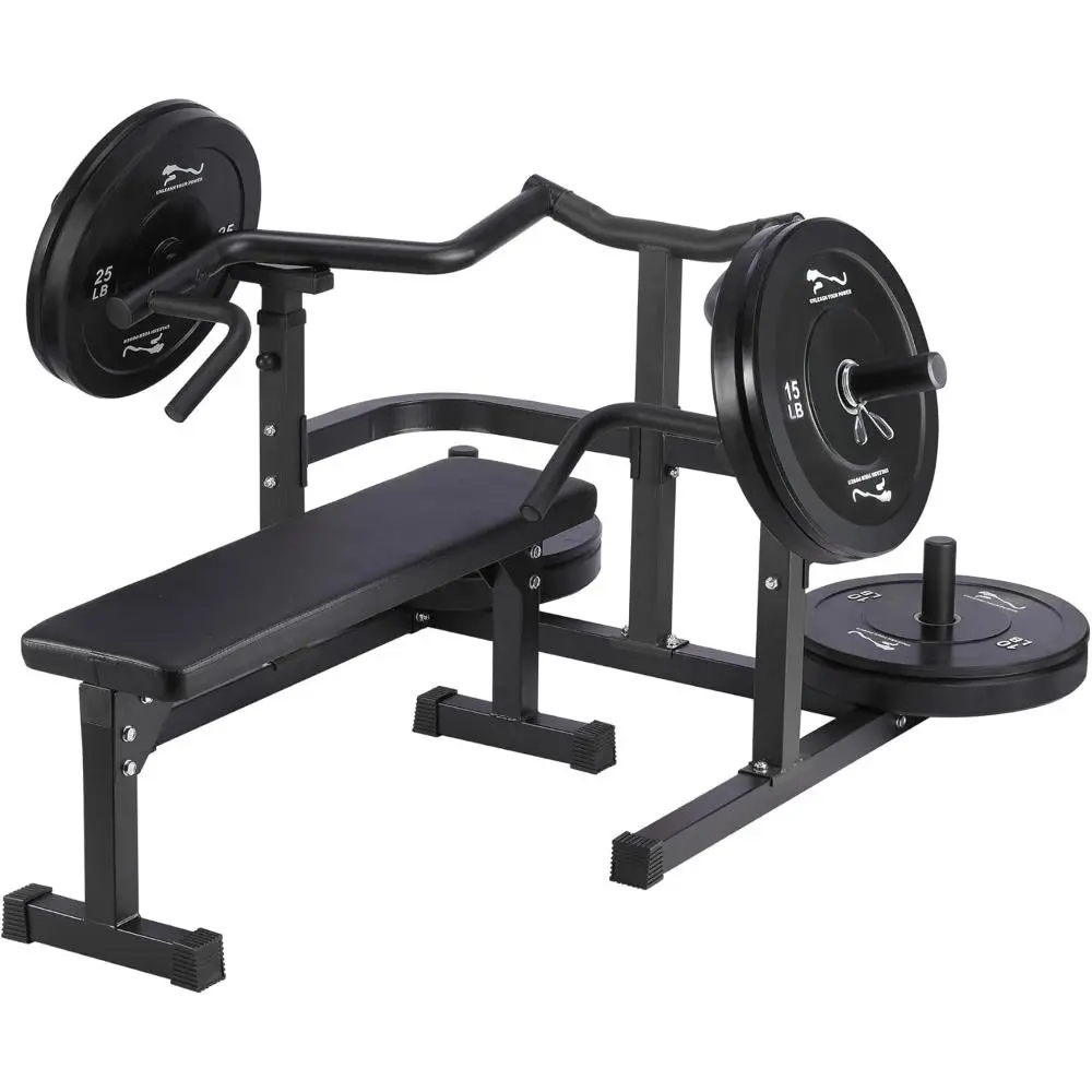 Commercial-Grade Chest Press Machines, Heavy Duty Steel Muscle Training Tool with Independent Converging Arms, Safety Brackets & Flat Bench for Home Gyms, Training Fitness Equipment, Upper Body Equipment, Weight Training Equipment