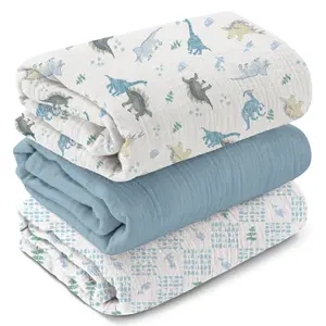3 Pack Muslin Swaddle Blankets for Boys Girls, Organic Cotton (Oeko-Tex 100) Receiving Baby Blanket Large 40 x 38 inches, Soft Breathable Swaddling Wrap for Unisex Newborn