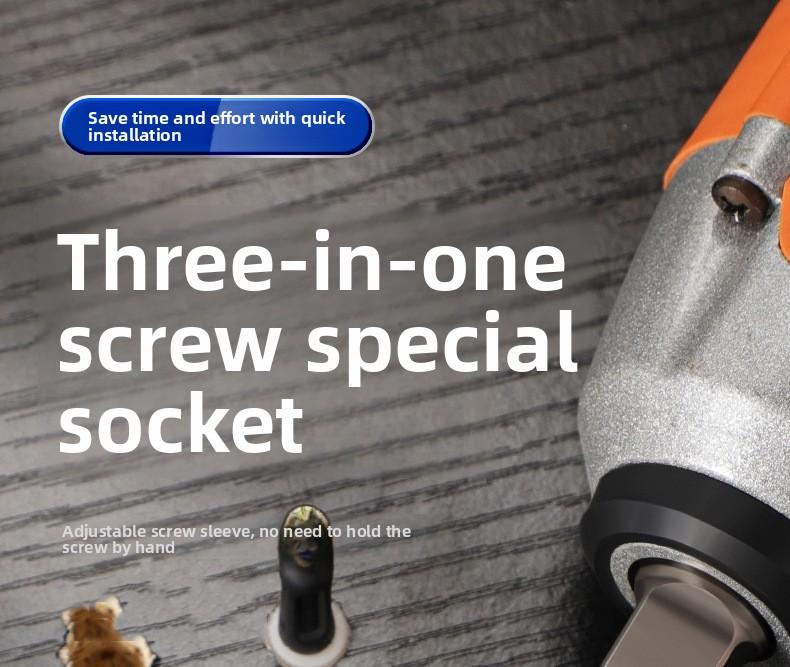 New cross-border blue hexagonal socket wrench, three-in-one multifunctional air screwdriver socket, manual tool with strong magnetic bit