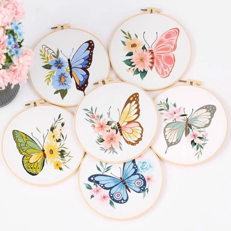 Cross Stitch Kit for Adults with Butterfly Pattern, Classic Suzhou DIY Craft Supplies on Fabric, Hobby for Enhanced Creativity