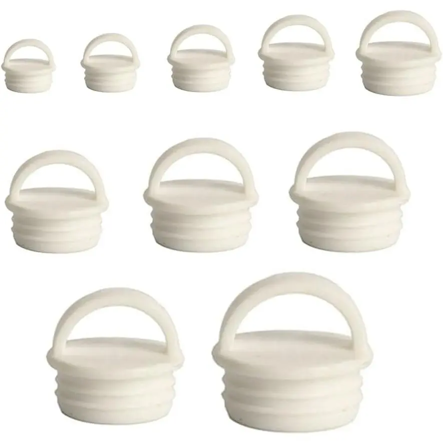 10 Pack Mop Bucket Drain Plug  End Cap Stopper Rubber Sealing Plugs with Ring Grip for Spin Flat Mops and Buckets System Water Tub Tubing Holes Bathtub Kitchen Bathroom