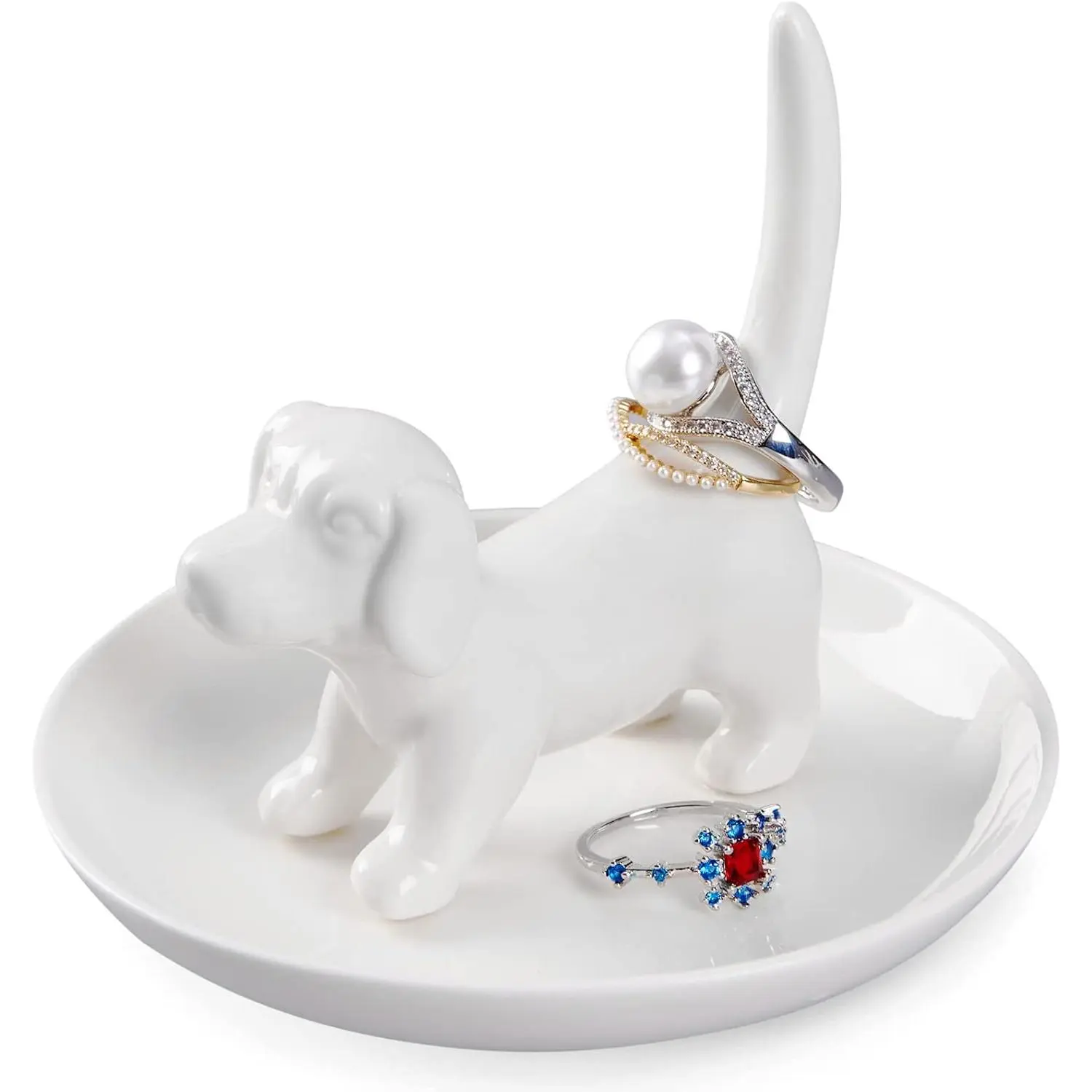 Dog Mom Gifts for Women - Dog Ring Holder Jewelry Dish Tray, Ring Stand for Ring Organizer, Funny Dog Themed Gifts for Dog Lovers, Dog Mom, Birthday Valentine's Xmas Gifts for Women