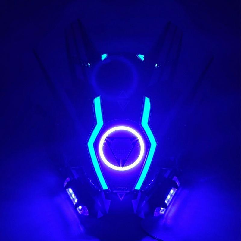 Cyberpunk Mask Iron Warrior Helmet Cosplay Men's Mecha Luminous Full Face Hood Tactical Mask Cyberpunk Mask Iron Warrior Helmet Cosplay Men's Mecha Luminous Full Face Hood Tactical Mask