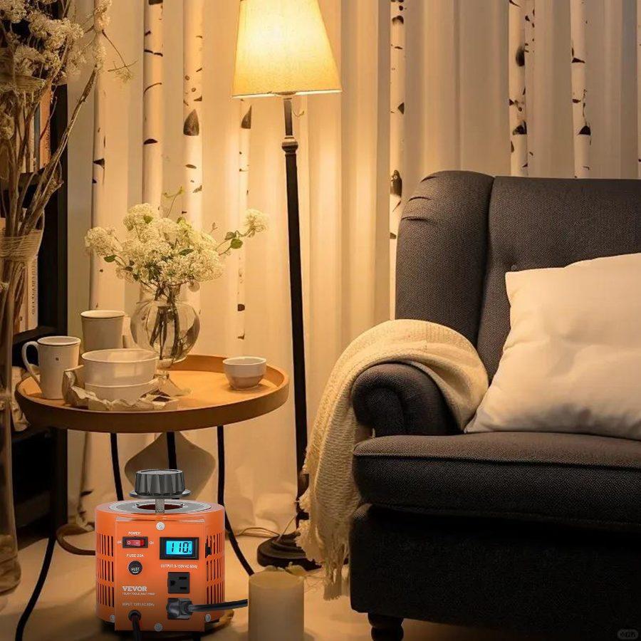 VEVOR 2000VA Auto Variable Voltage Transformer, 15.3 Amp, 110V Input 0-130V Output AC Voltage Regulator, with LCD Display 4 Extra Fuses Thermal Control Switch for Home Industrial Office