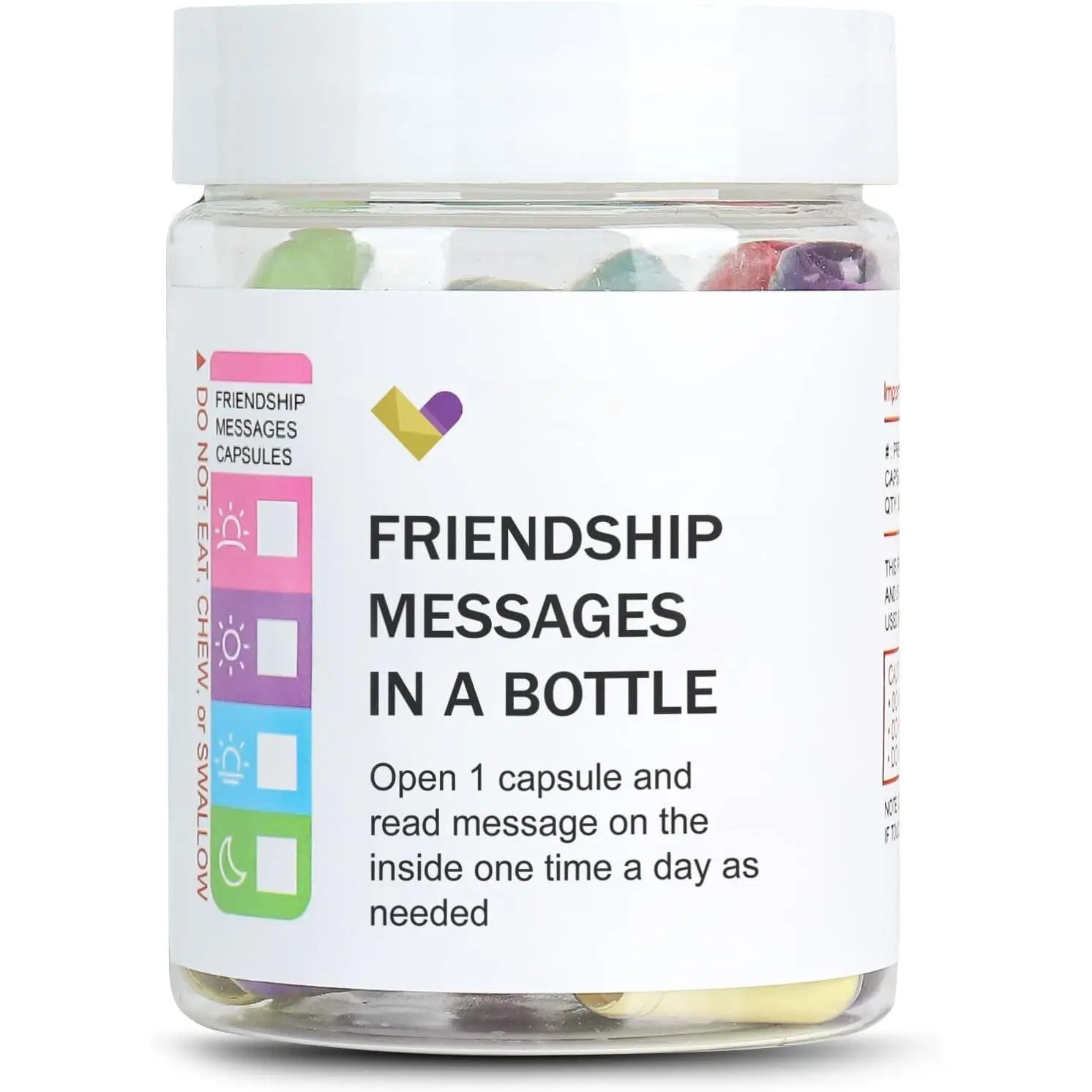 Friendship Messages in a Bottle(5oz),Friendship Gifts for Your Bestfriend,Women,BFF, Sister, 50 count Pre-Written Capsule Letters Gifts for Valentine’s Day,Birthday,Thanksgiving, Chrismas Day.