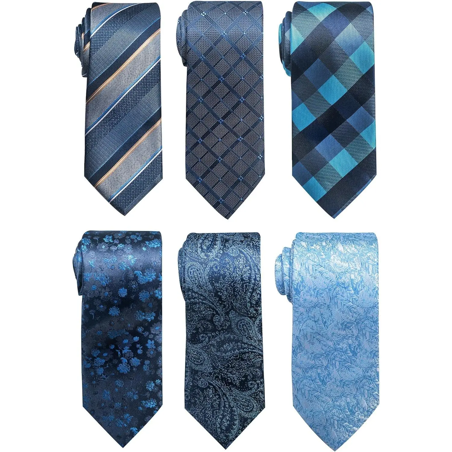 Tie For Men Necktie Woven Jacquard Neck Ties Set 6 PCS (Black,Green,Blue,Red,Gold,Sliver,Purple)