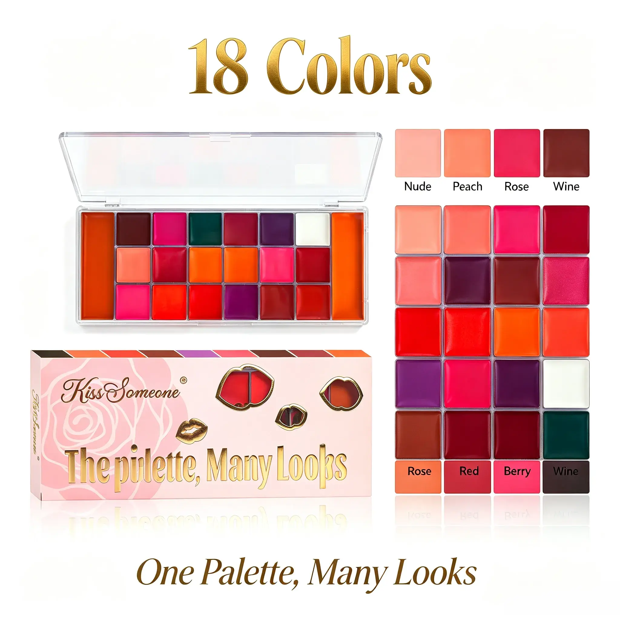 Women's 20-Shade Matte Lip Color Palette, Buildable Mixable Cream Kit, Long-Lasting Non-Transfer Makeup for Lip Application