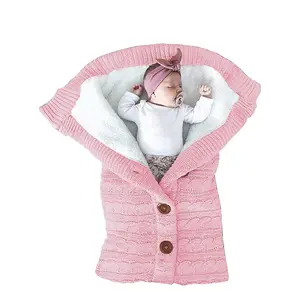 Unisex Infant Swaddle Blankets Soft Thick Fleece Knit Baby Girls Boys Stroller Wraps (Light Pink)