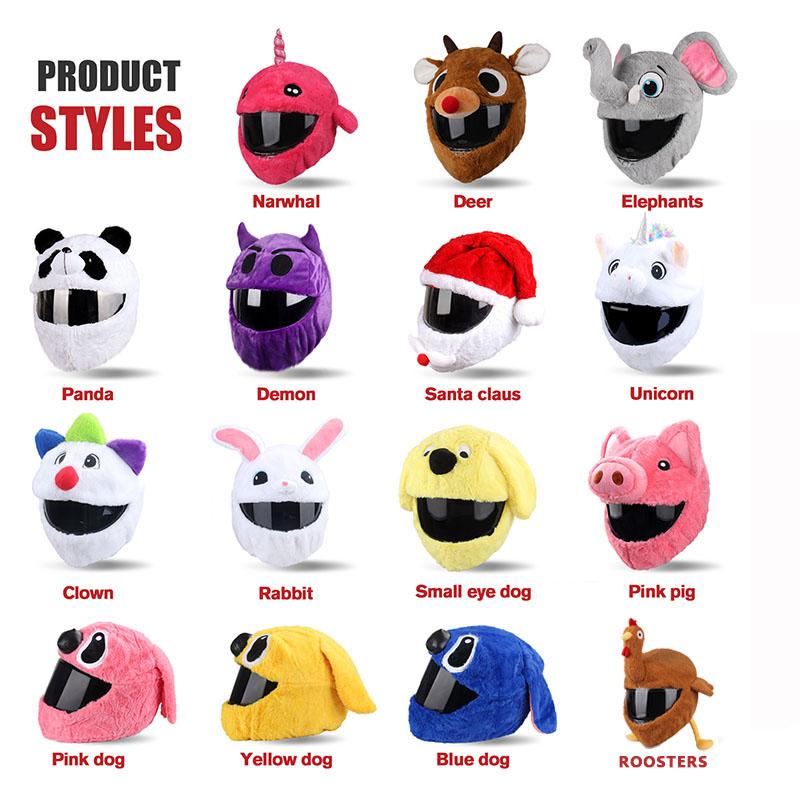 Helmet Protection Headgear Cover Cartoon Fluffy Plush Set For Motorcycle Full-Face Protective Case Motorbike Safety Trendy