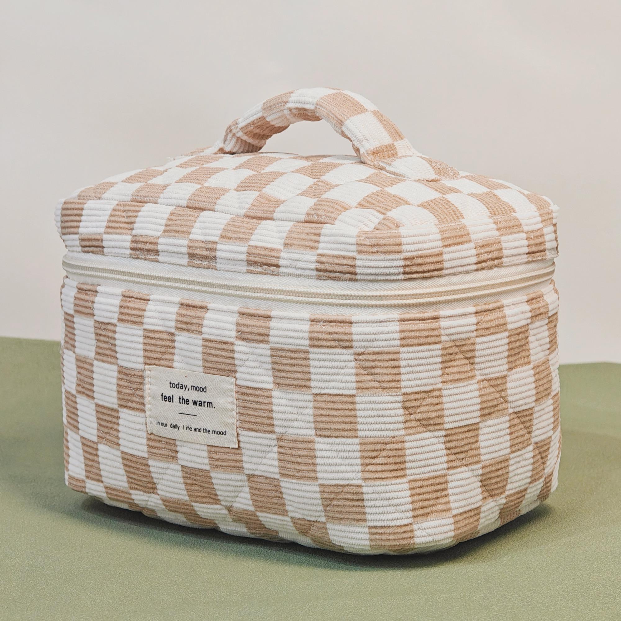 Checkerboard Pattern Makeup Bag Set, 3 Counts/set Large Capacity Travel Cosmetic Storage Bag, Zipper Makeup Organizer Pouch, Versatile Storage Bag for Travel, Gym, Office, Home