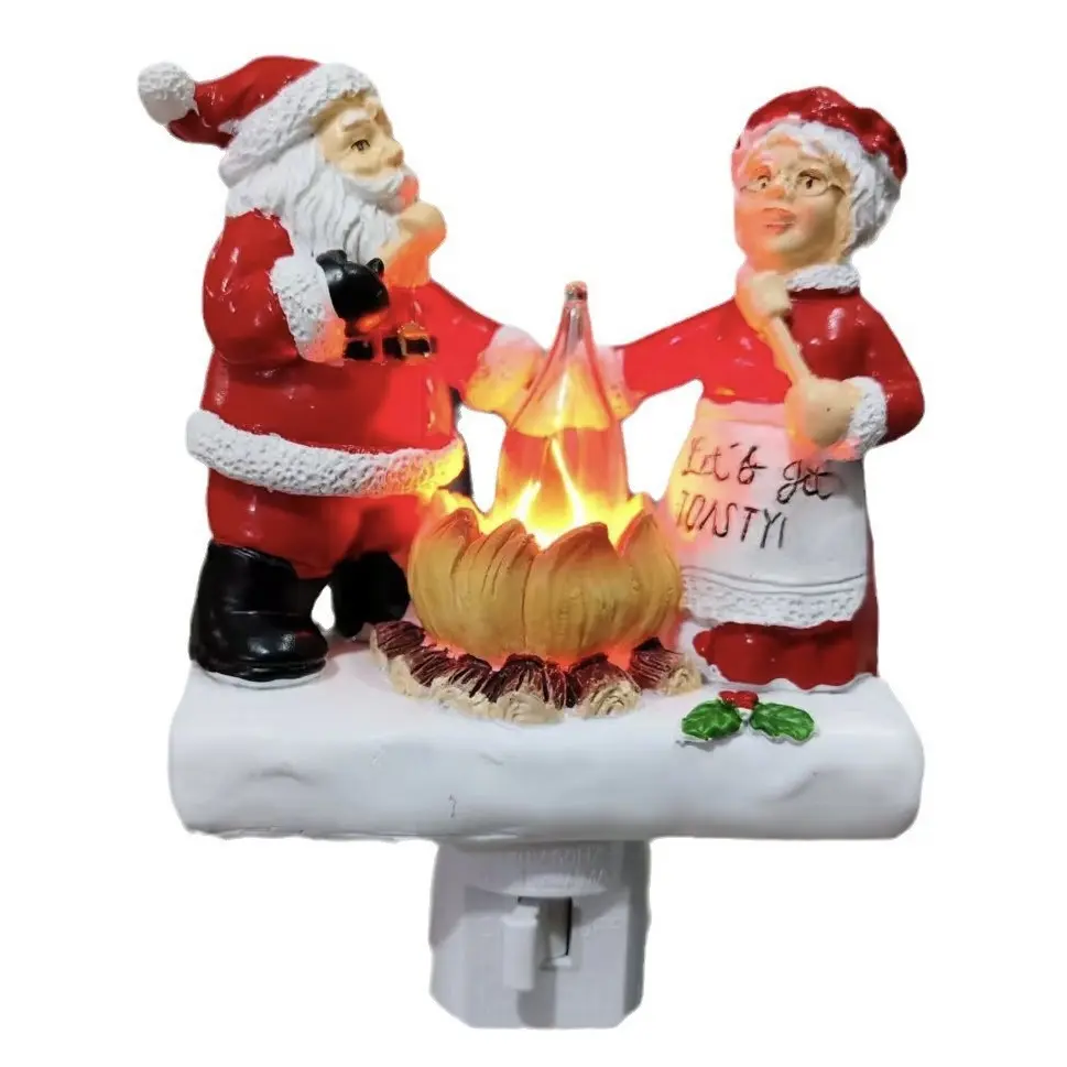 Christmas 3D Decorative Night Light, Cartoon Characters Campfire Light, Funny Bonfire Night Light for Bedroom Bathroom, Energy Efficient a Rating