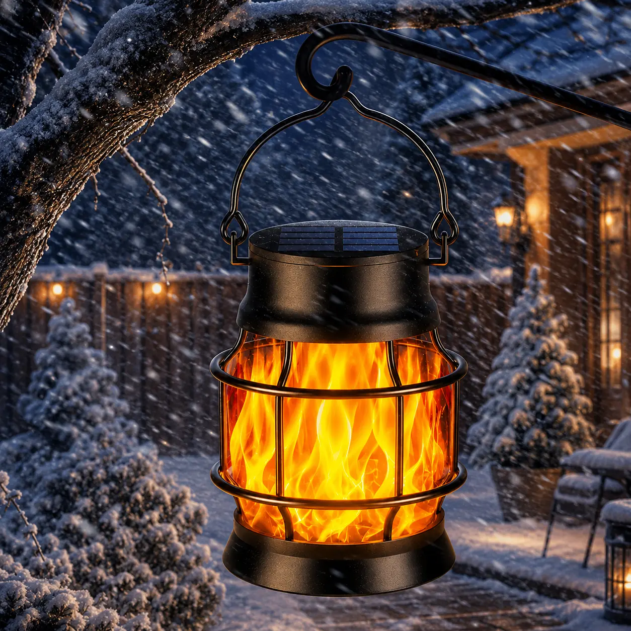 2-Pack Solar Powered Metal Outdoor Hanging Lanterns with Flickering Flame, Chicken Coop & Garden Lighting, 6-8H Charge, 10-12H Runtime, IP65 Waterproof, Auto On/Off, Wall Hooks & Fence Compatible, Patio Lighting  # ideal decor
