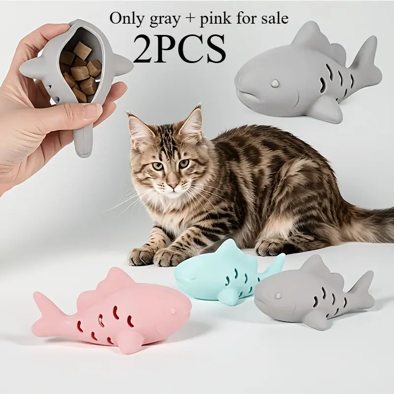 2-Pack Fish-Shaped Cat/dog Feeder & Toy, Slow-Food Bowl for Indoor/outdoor, Durable Silicone, Training & Play, /, Holiday Gift