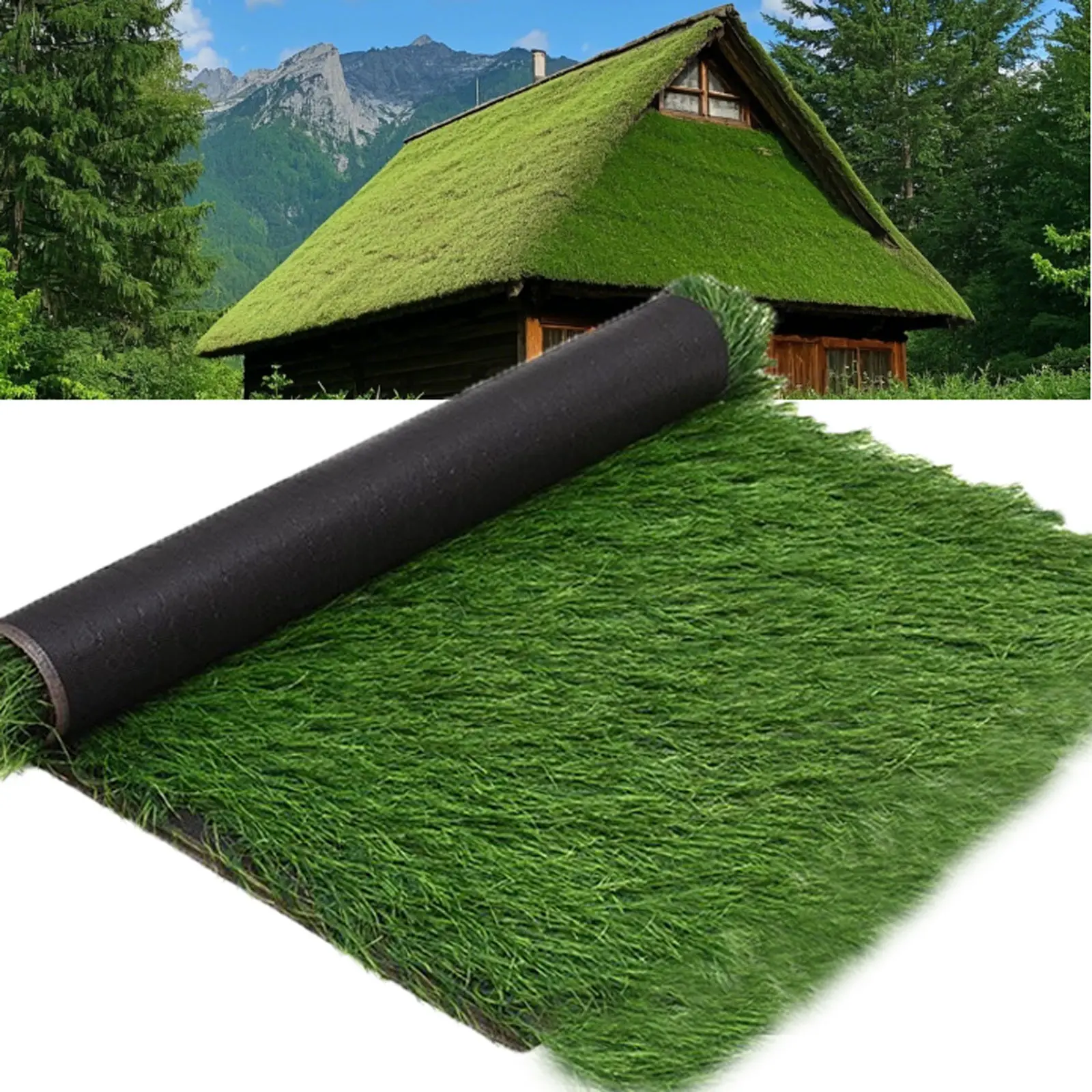 Green Artificial Thatch Roof Roll, Realistic Synthetic Palapa Thatch Straw Cover, All Weather UV & Water Resistant Outdoor Roofing, Easy DIY Cuttable Thatch for Tiki Bar, Poolside Cabana, Backyard Patio, Garden Hut & Outdoor Landscape Decoration