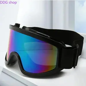 Unisex Streamlined Sports Goggles, Over The Glasses (OTG) Windproof Eyewear with High-Clarity PC Lens and Adjustable Band for Cycling & Skiing, Cycling Gear