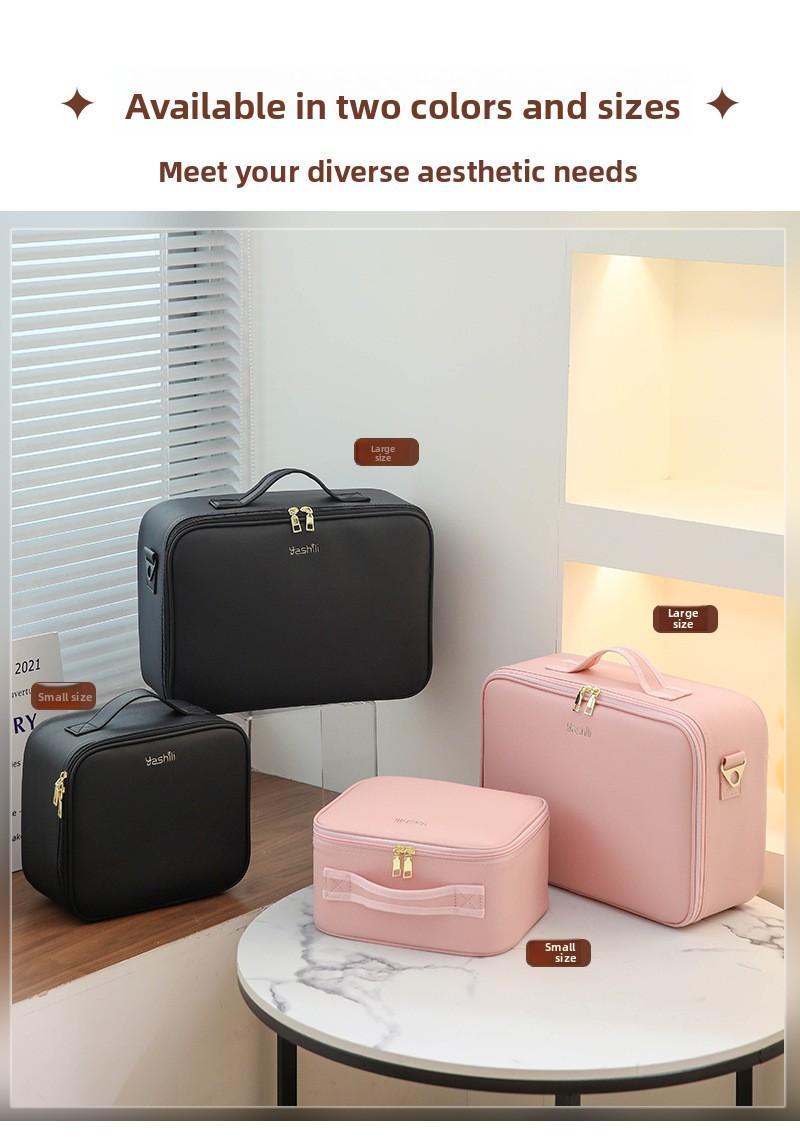 Internet Celebrity LED Makeup Case with Light and Mirror, Portable LED Makeup Bag with Large Capacity, Multifunctional Cosmetic Storage Organizer for Travel and Daily Use, Adjustable Light Makeup Box