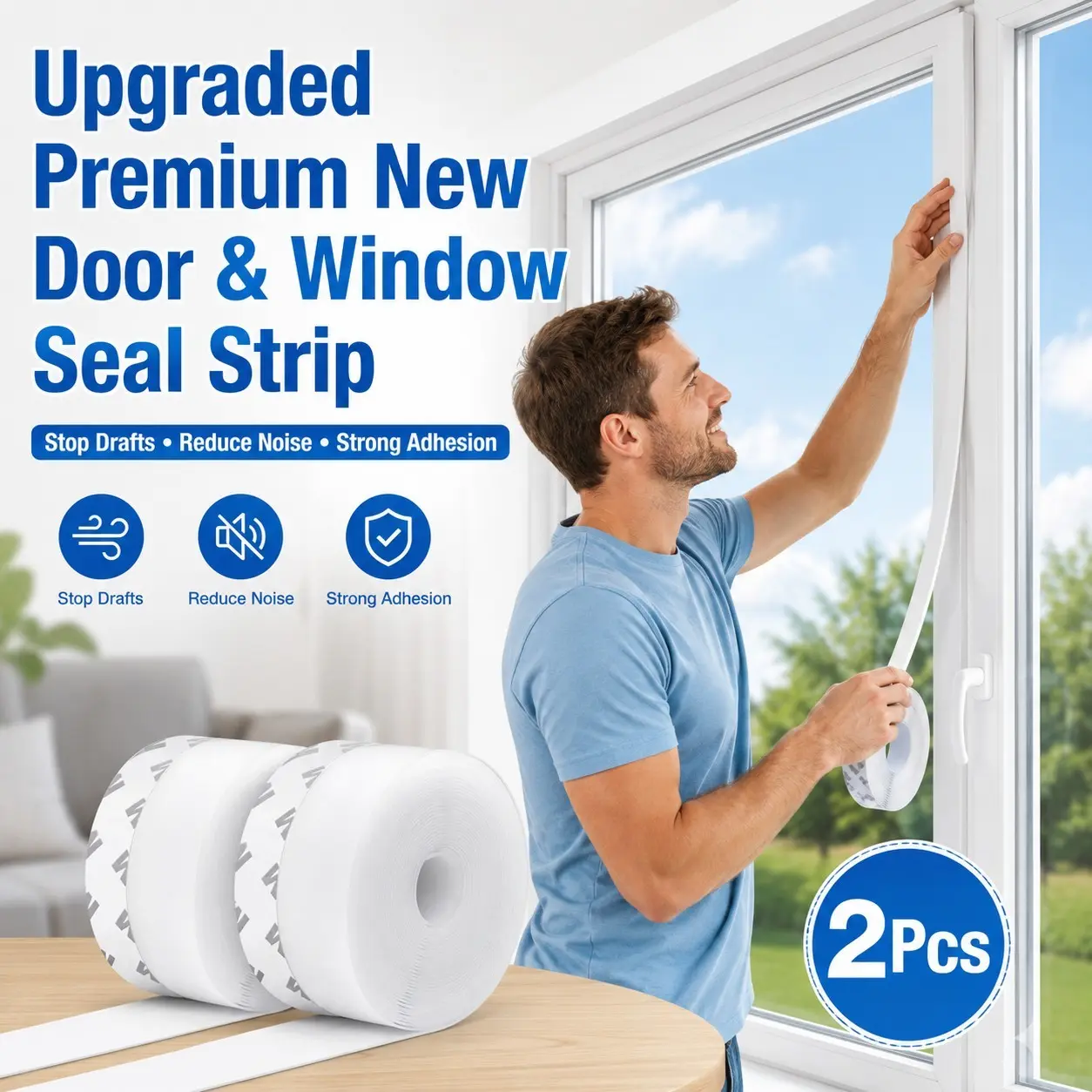 Clear Door Weather Stripping Tape, Peel Stick Silicone Seal Strip, Noise Blocker, Dust Guard, Windproof, Waterproof, Draft Stopper, Gift Idea