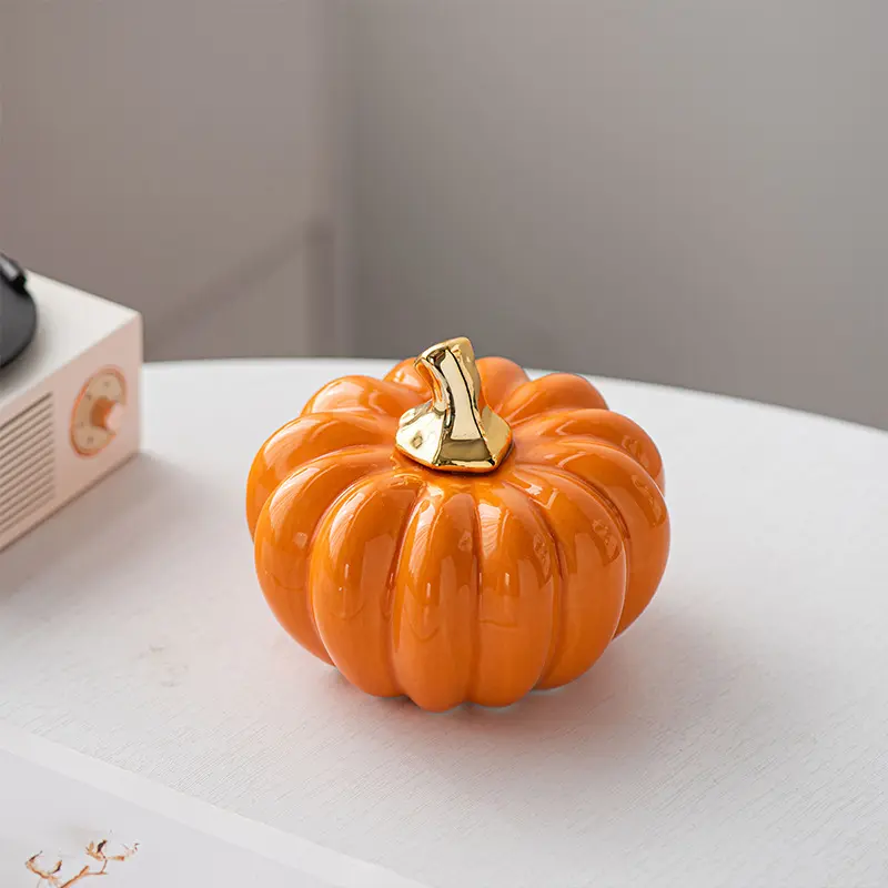 Ceramic Decorative Pumpkin Decoration, Durable Ceramic Material, Perfect for Halloween and Thanksgiving Home Decor, Unique Harvest Centerpiece