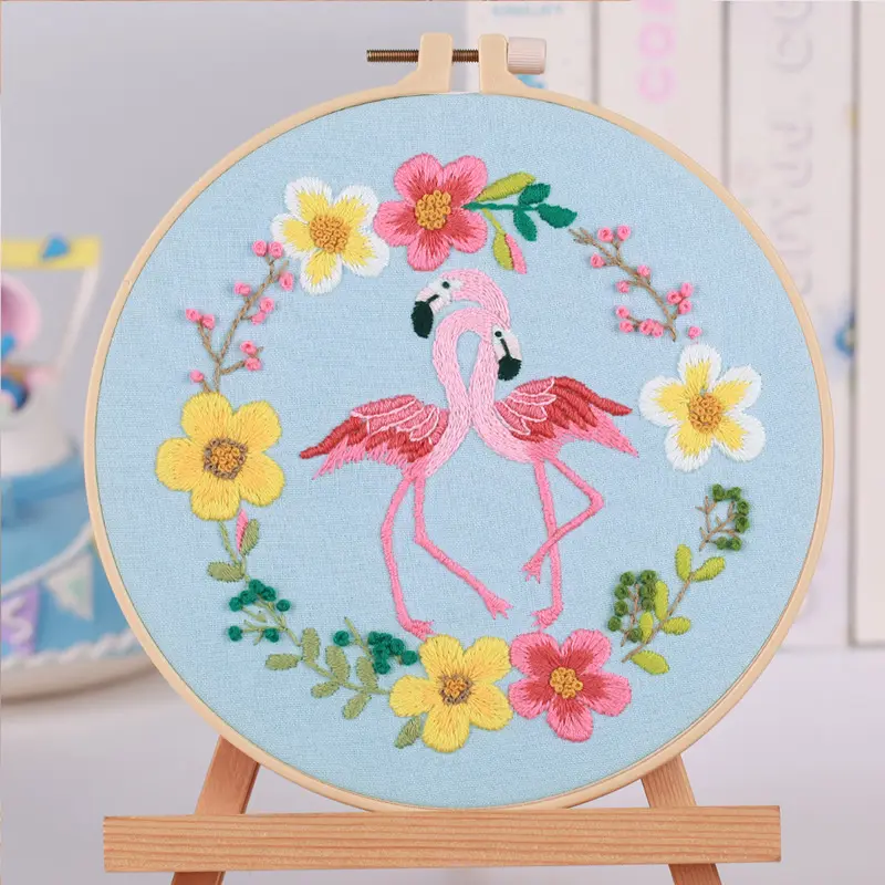 DIY Embroidery Kit for Beginners with English Floral Pattern, All Seasons Creative Activity Fabric Craft Set with Hoop