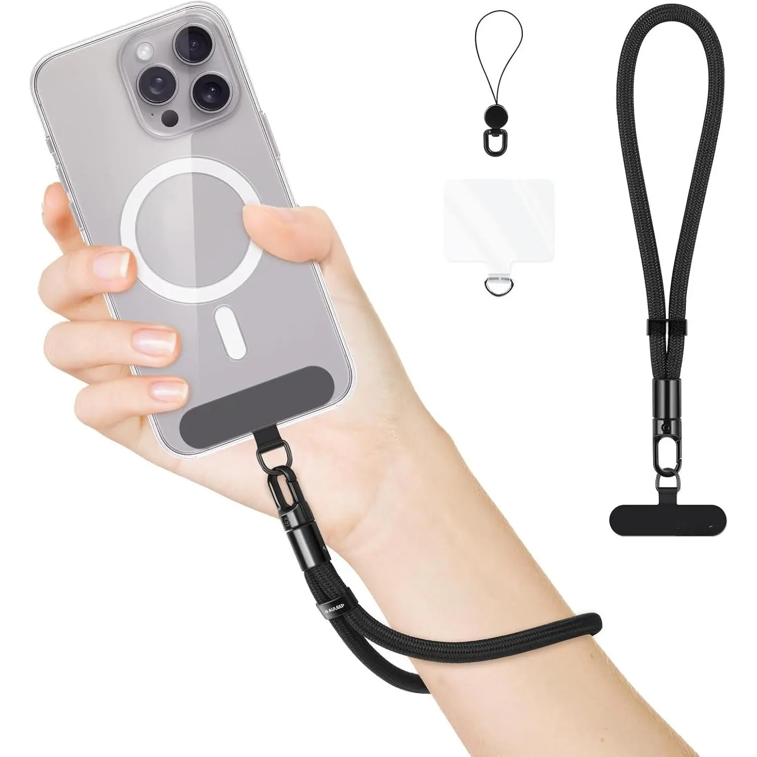 Phone Wrist Strap for Women Men - Anti  Phone Lanyard for Phone Case, , Cute Phone Wristlet, Hand Strap with 2 Tabs, PhoneChain, Bracelet Strap, Black