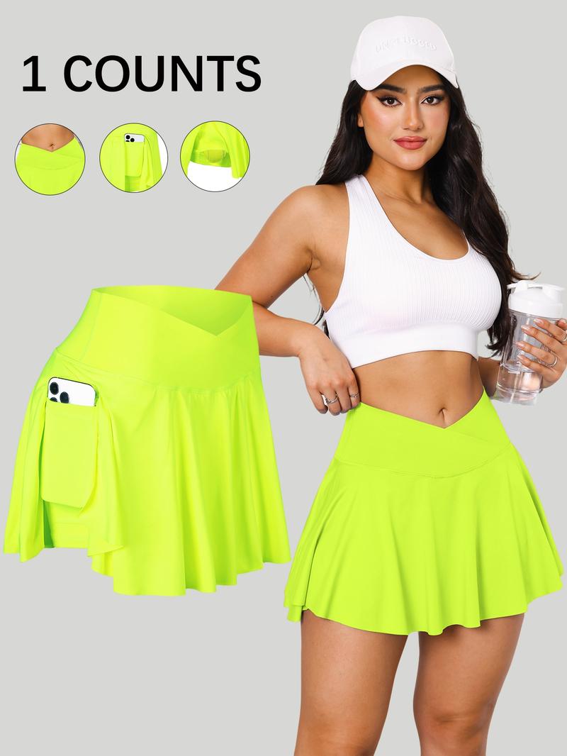 Women's Solid Color Pleated Skirt, Casual Sporty Mini Skirt for Tennis Golf Workout, Ladies Bottoms for All Seasons Tennis Attire
