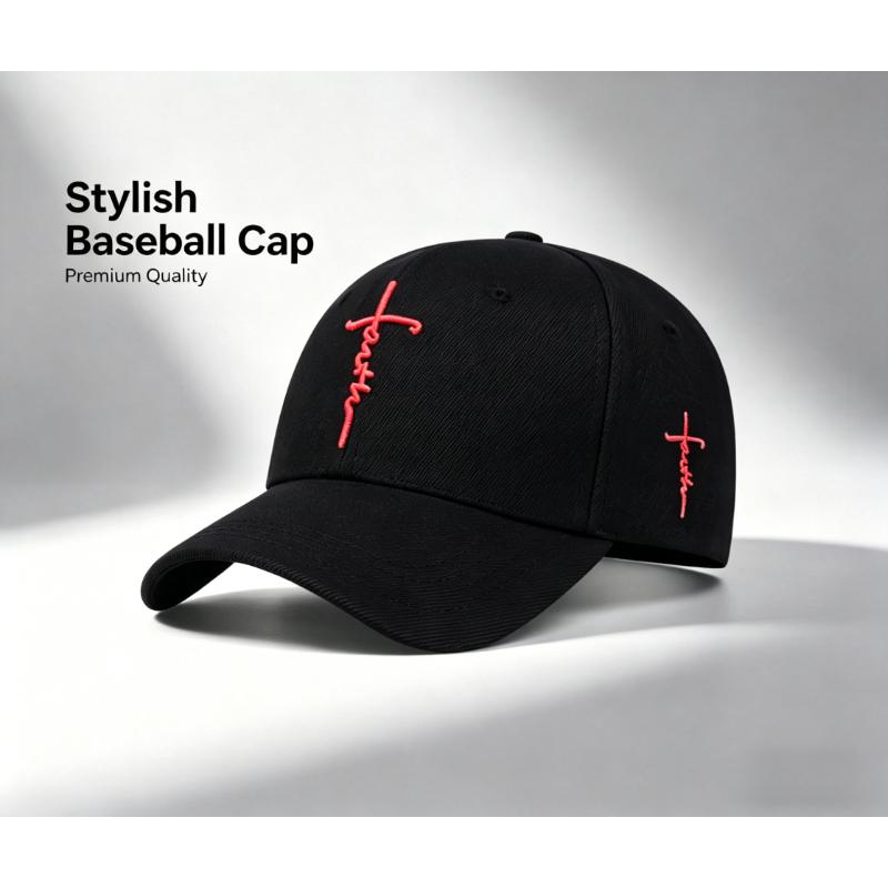 Breathable Cotton Cross Embroidered Baseball Cap, Adjustable Outdoor Sunscreen Hat for Men & Women, Spring/Summer Travel & Streetwear